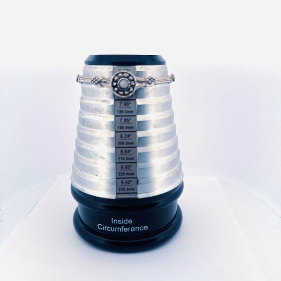 Estate Vintage Sterling Silver 925 Byzantine Bracelet White Agate 7” 10.3g - Picture 3 of 9